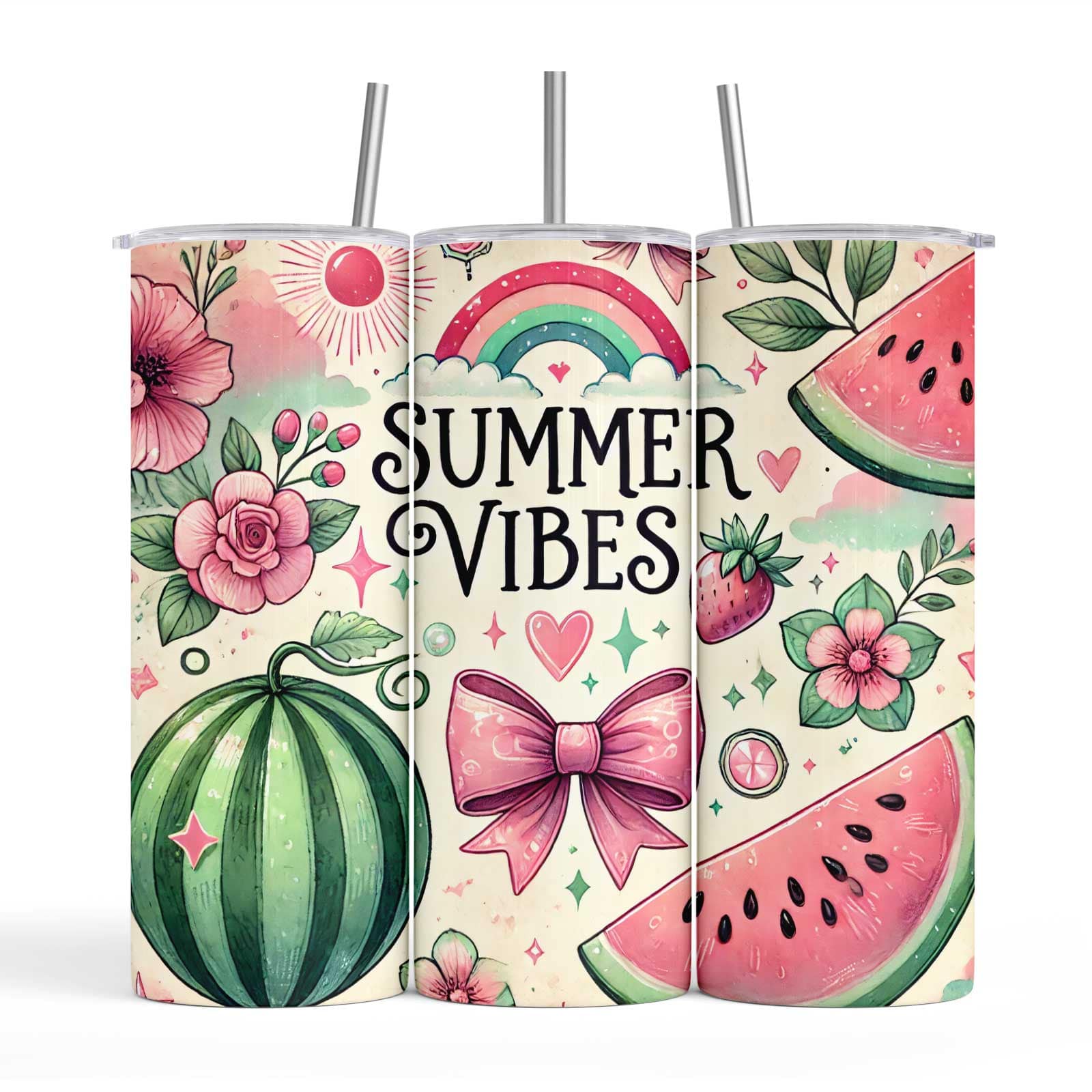 Watermelon Summer 20oz Tumbler with Straw